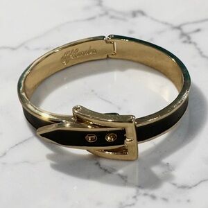 Gold Tone Buckle Bangle Bracelet Classic Chic Minimalist Stackable